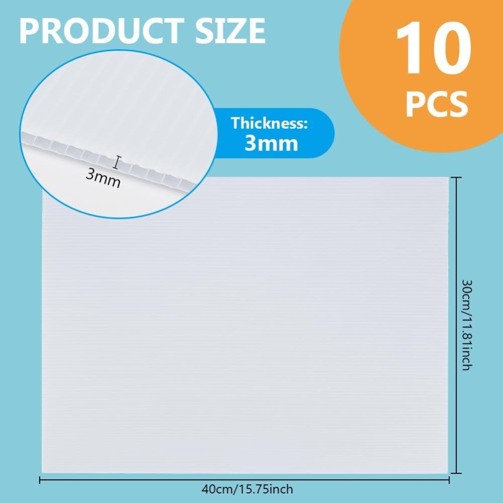 Yard Sign Blank - 10 Fogli di Plastica Ondulata Bianca